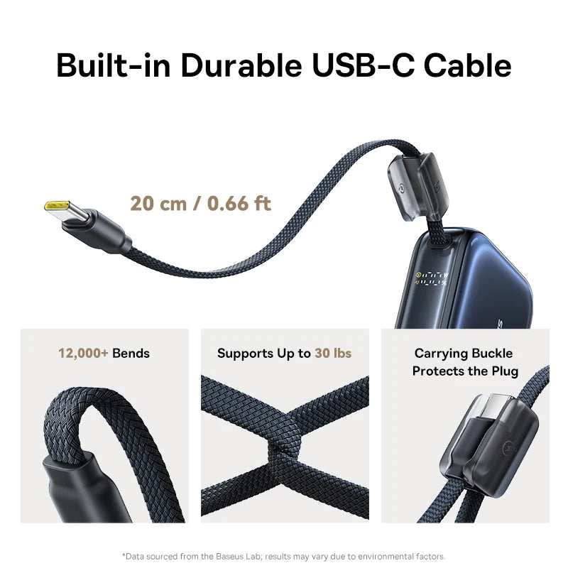 Mini Power Bank with Built-In Cable