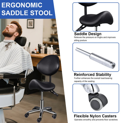 Rolling Saddle Chair with Backrest