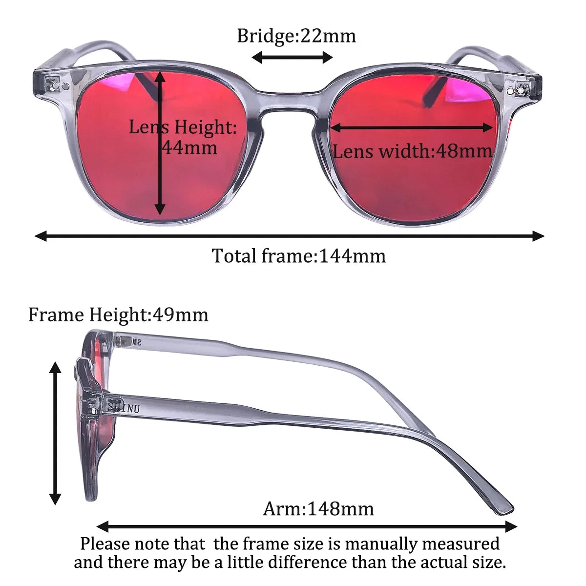 SHINU Women's Red Lens Glasses