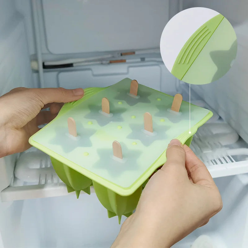 6-Cavity Silicone Popsicle Molds & Sticks
