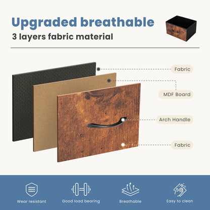 Modern 5-Drawer Storage Cabinet with Wood Top & Metal Frame