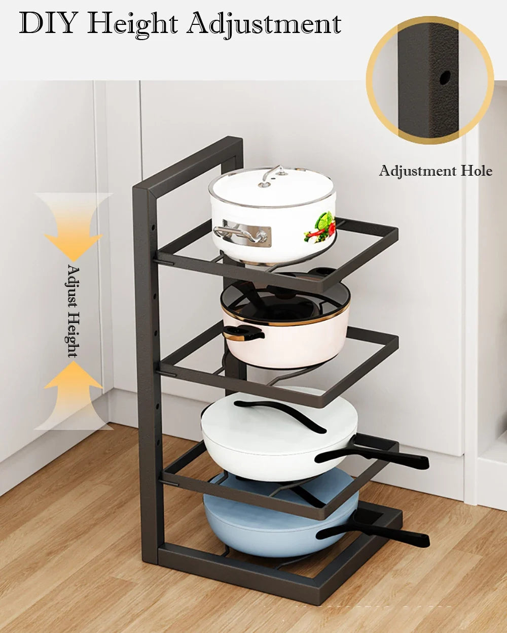 Adjustable Multi-Layer Steel Pot Rack