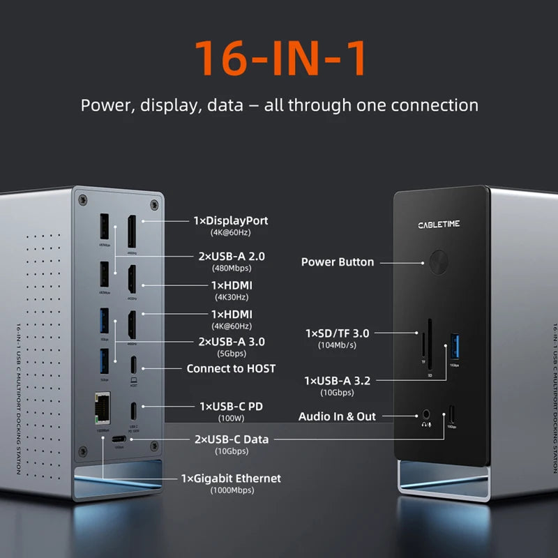 CABLETIME 16-in-1 Docking Station
