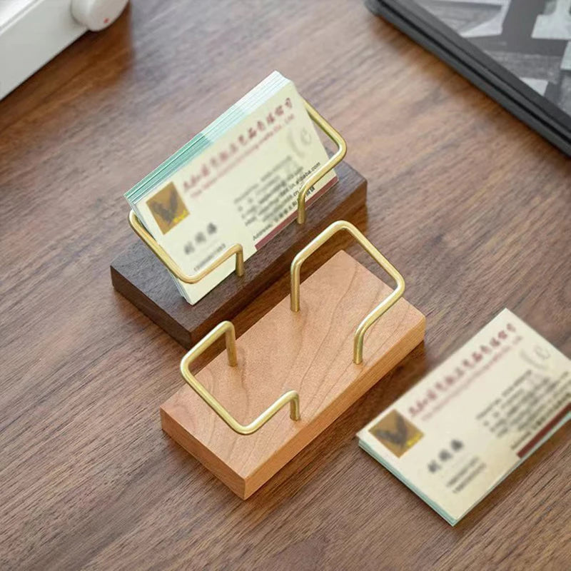WoodDesk Card Holder Organizer Stand