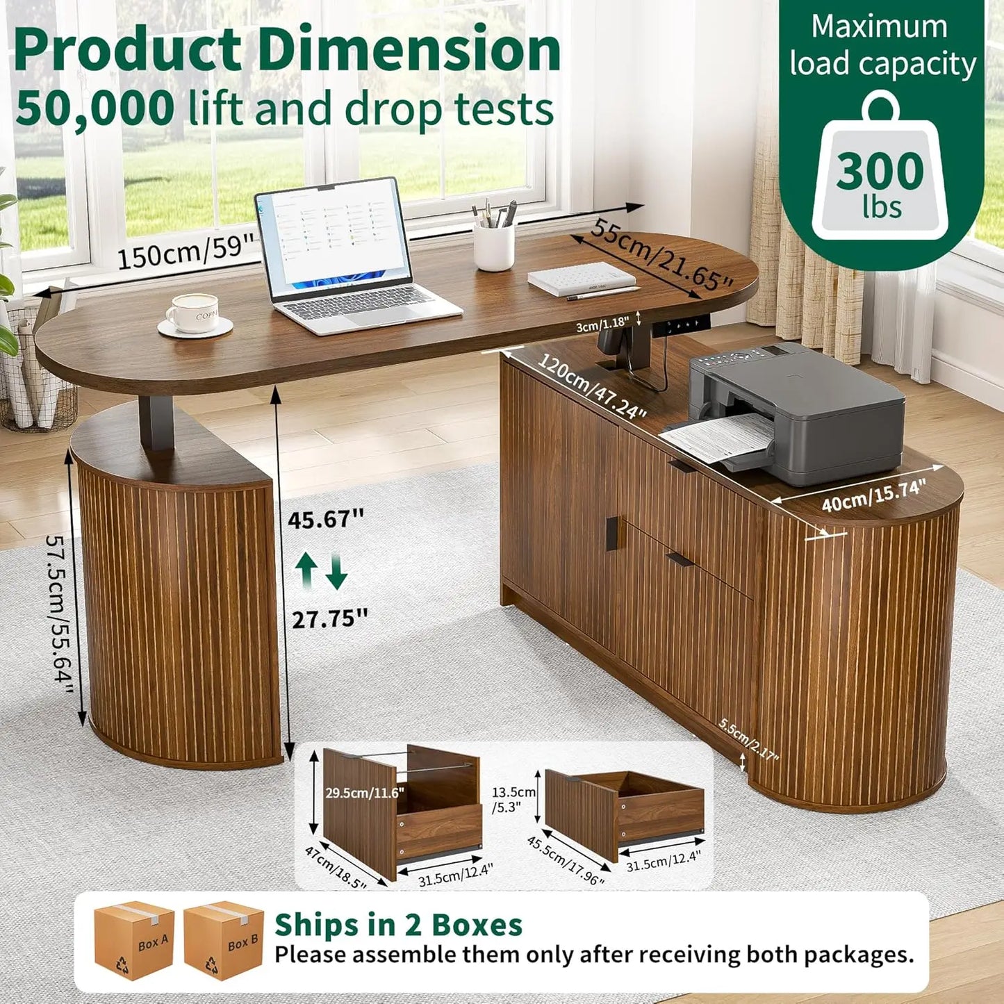 Ashton Mid-Century Electric L-Shaped Standing Desk