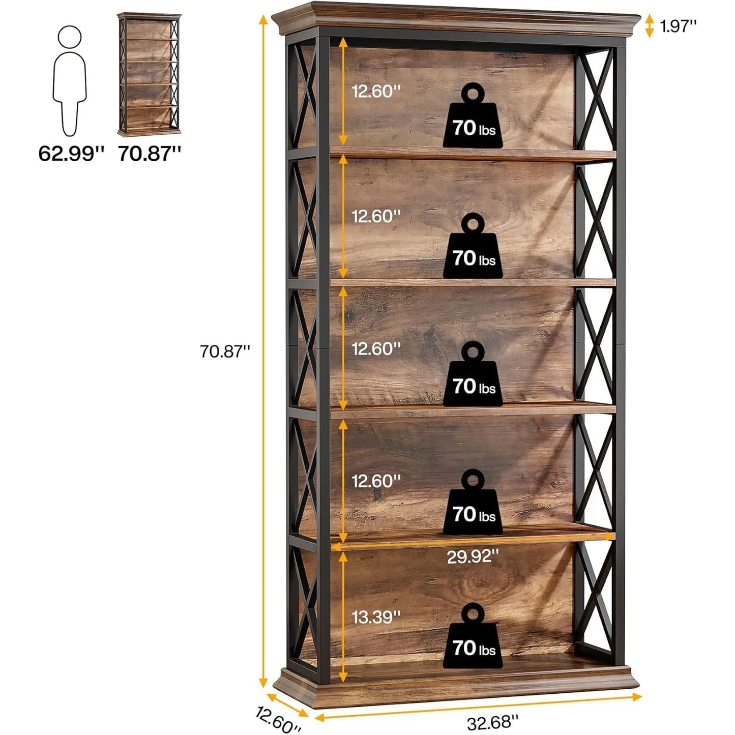 Ironwood 6-Tier Industrial Bookcase