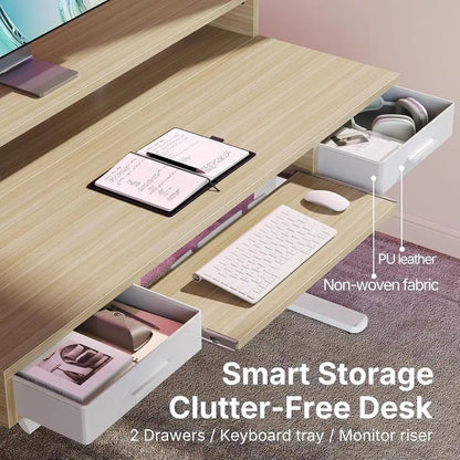 Dual Desk with C-Clamp Keyboard Tray