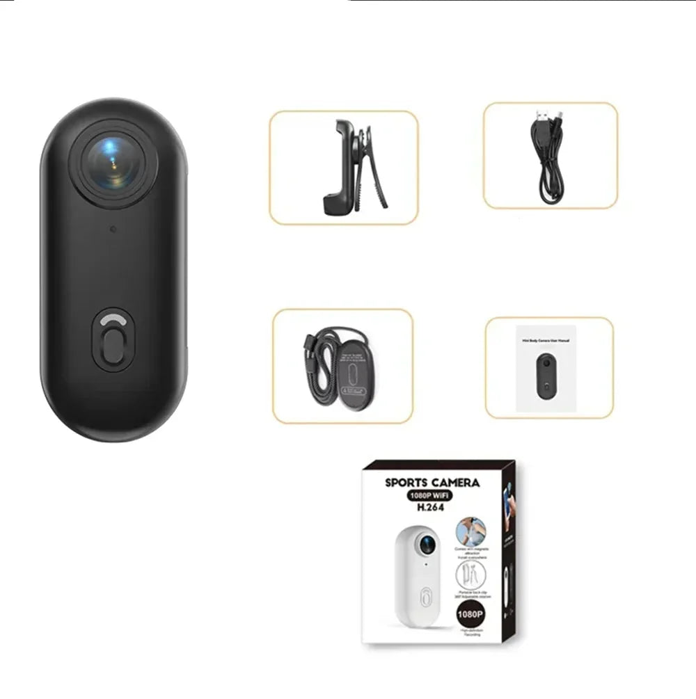 1080P Mini Action Camera, Helmet & Bike Mount