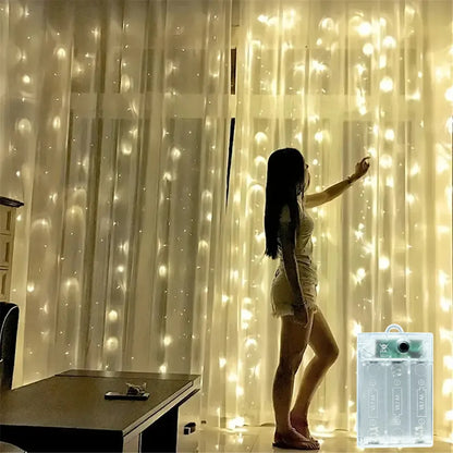 Battery LED Curtain Lights | Warm Fairy Window Garland