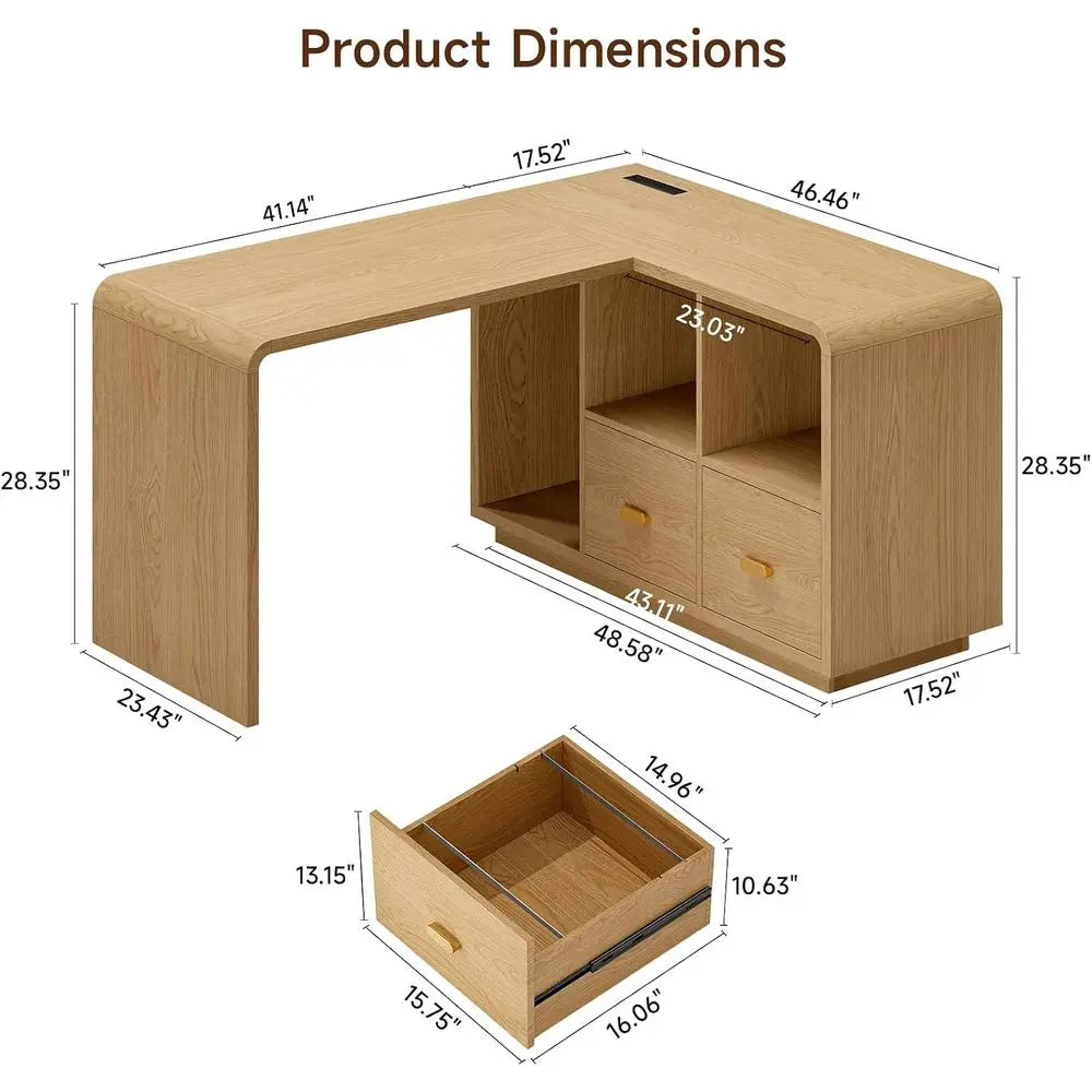 L-Shaped Executive Desk with USB