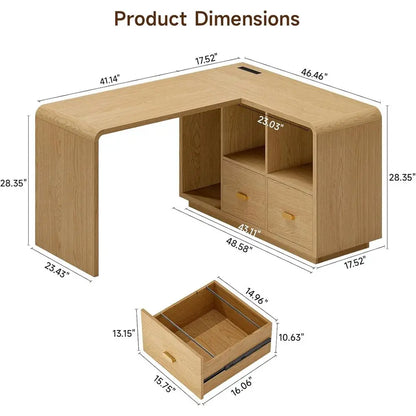 L-Shaped Executive Desk with USB