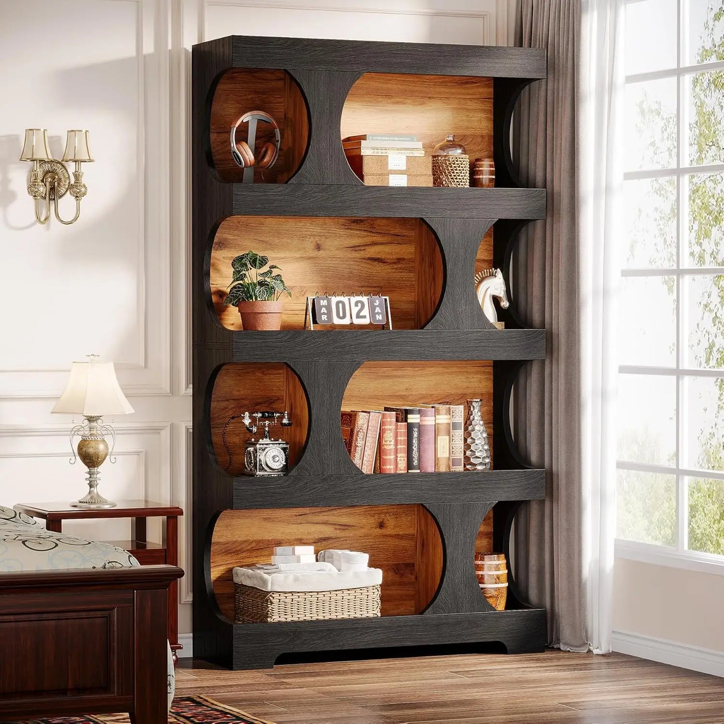 Ravenport 4-Tier Bookcase with Open Display Shelves