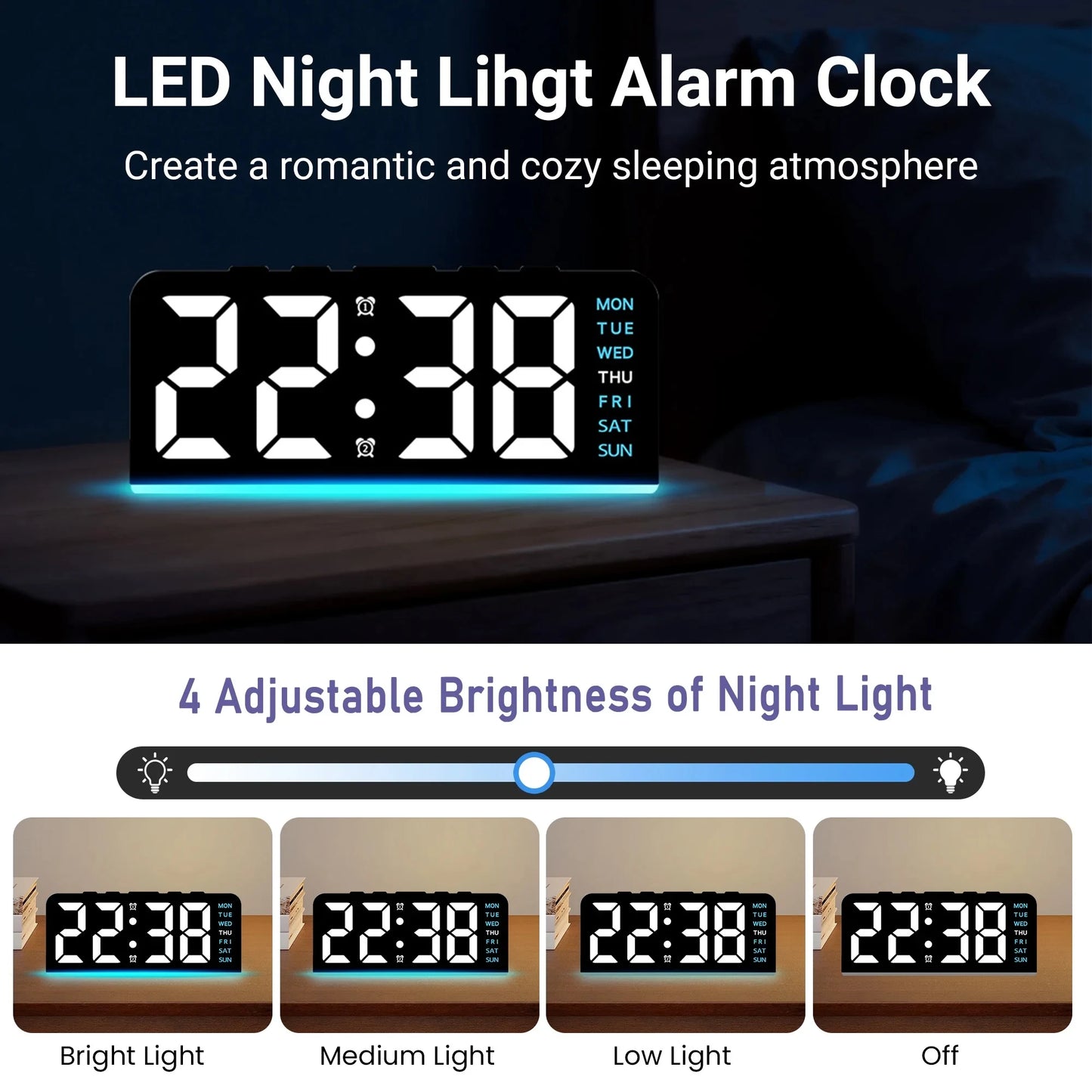 Mini Alarm Clock with Night Light