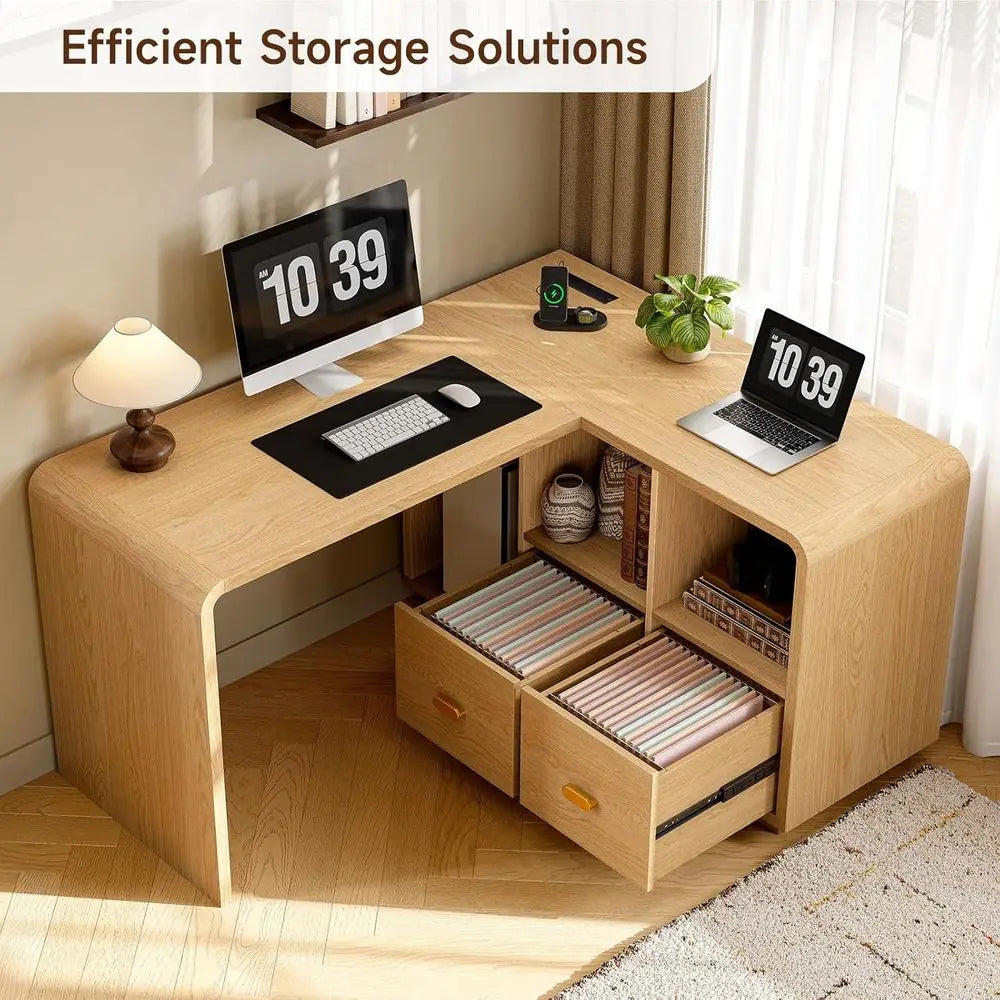L-Shaped Executive Desk with USB