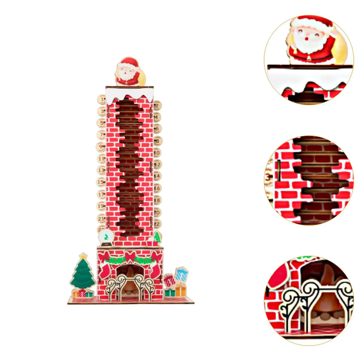 Wooden Fireplace Advent Calendar | Santa Tabletop Christmas Countdown