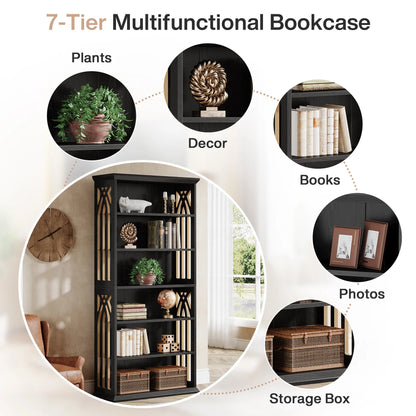 Ashcroft 6-Tier Bookcase with Adjustable Shelves & Storage Cabinet