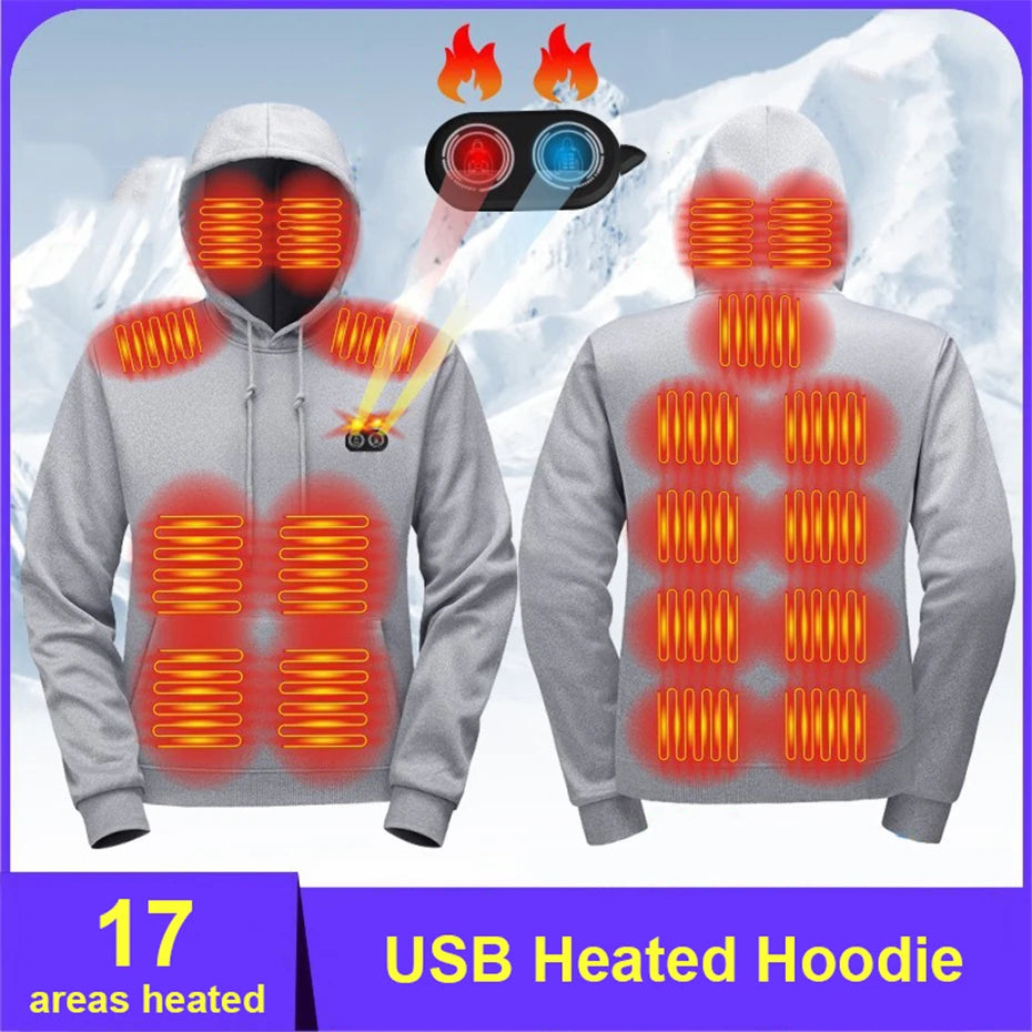 USB Heated Pullover Hoodie | 17 Heating Areas