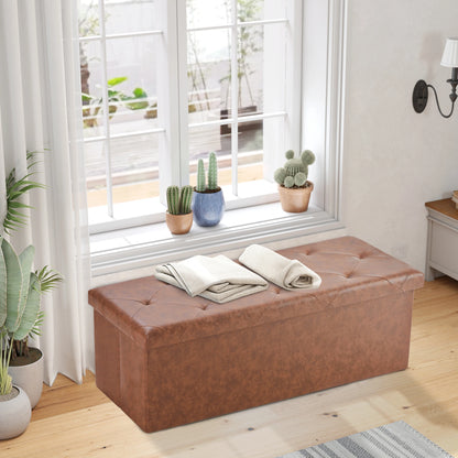Leather Folding Storage Ottoman