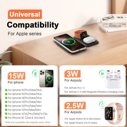 Foldable 3-in-1 Magnetic Charging Dock