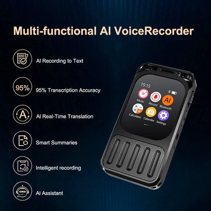 AI Recorder with Touchscreen & 79H Battery