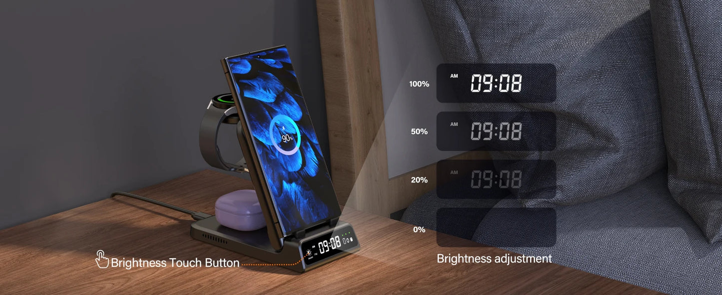 ChronoCharge Foldable 3-in-1 Wireless Charging Station