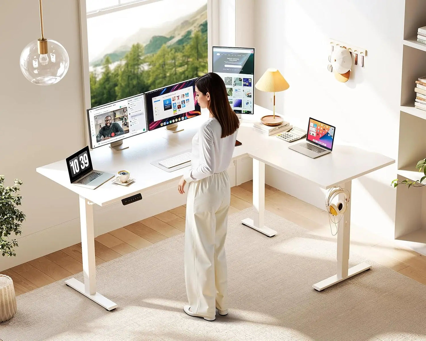 63" Electric L-Shaped Standing Desk