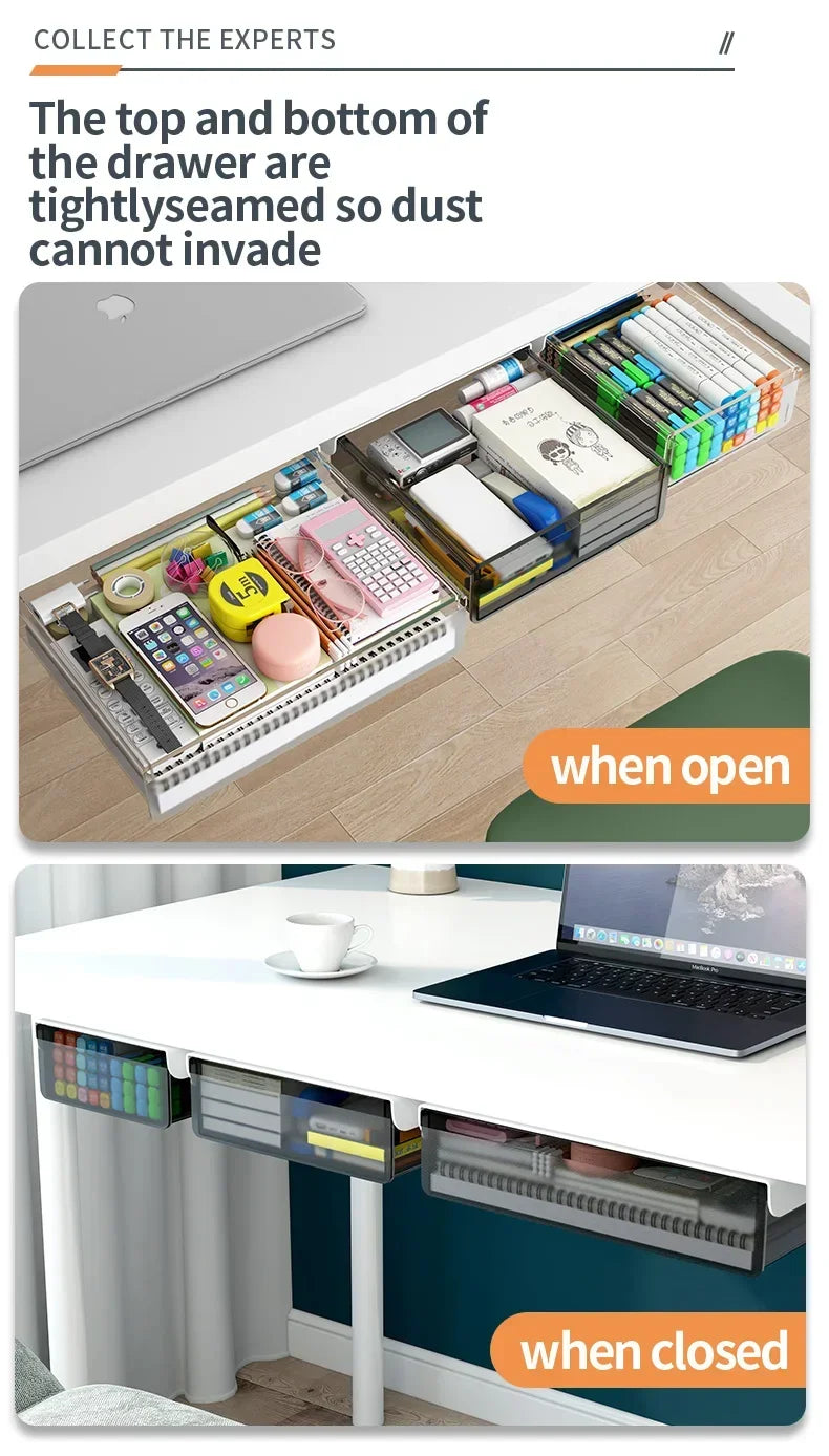 Hidden Under-Desk Drawer Organizer