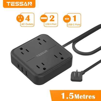 TESSAN Flat Plug Power Strip