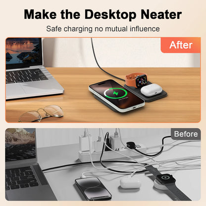 Foldable 3-in-1 Magnetic Charging Dock