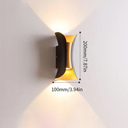 Black & Gold Waterproof LED Wall Light