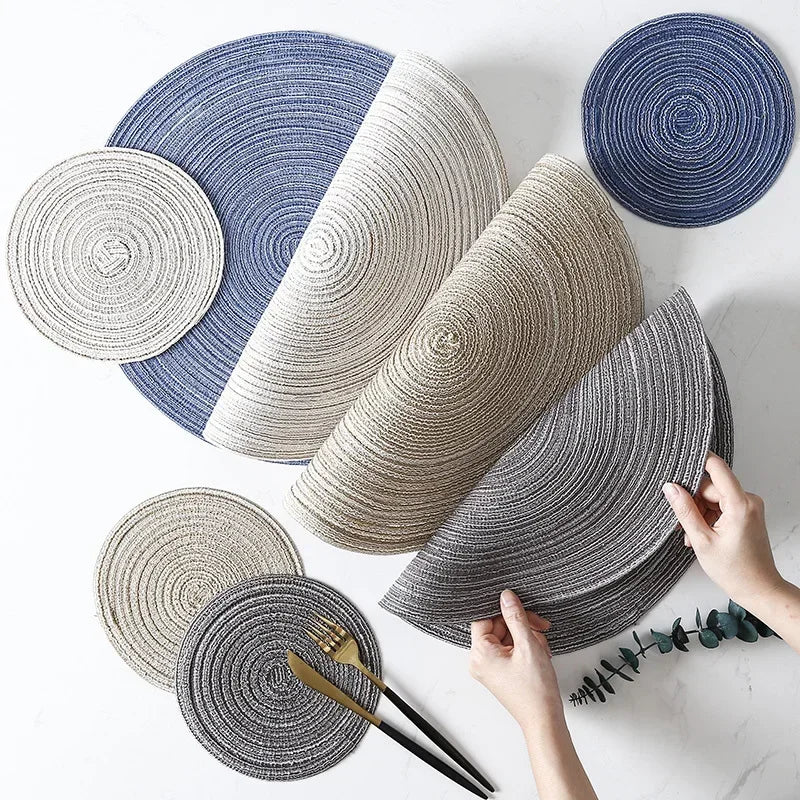 Round Woven Ramie Placemats, Set of 6