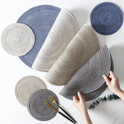 Round Woven Ramie Placemats, Set of 6
