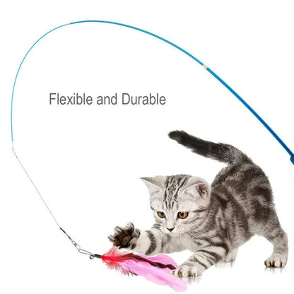 11pc Cat Feather Toy Set, Retractable Wand
