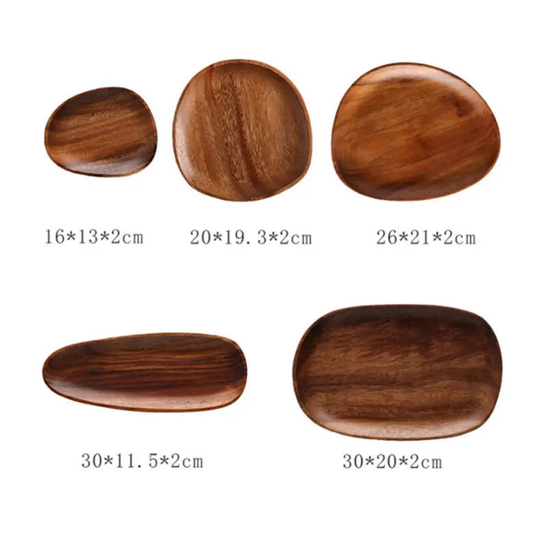 5-Pc Acacia Wood Oval Serving Trays