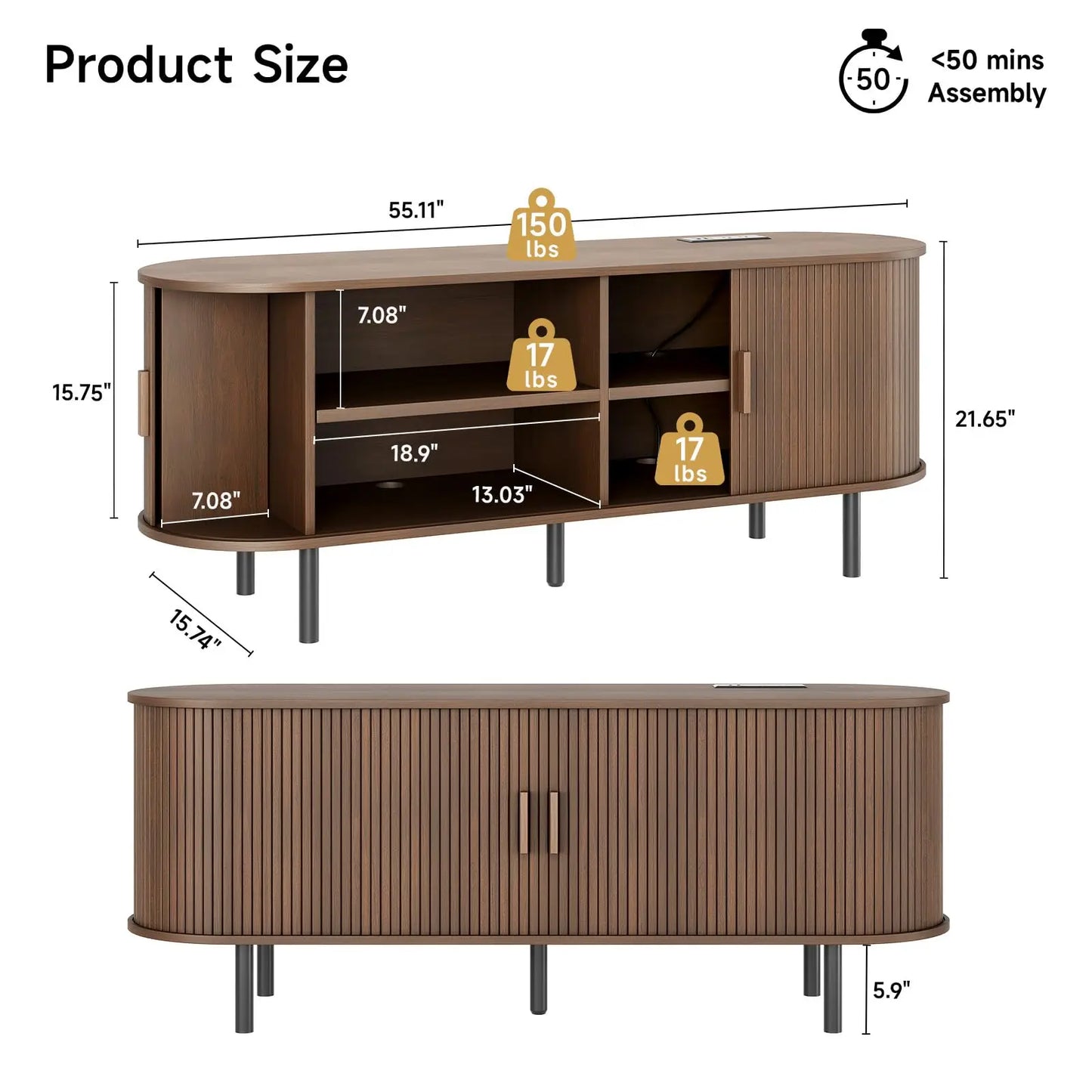 Emberly Sliding Door TV Console