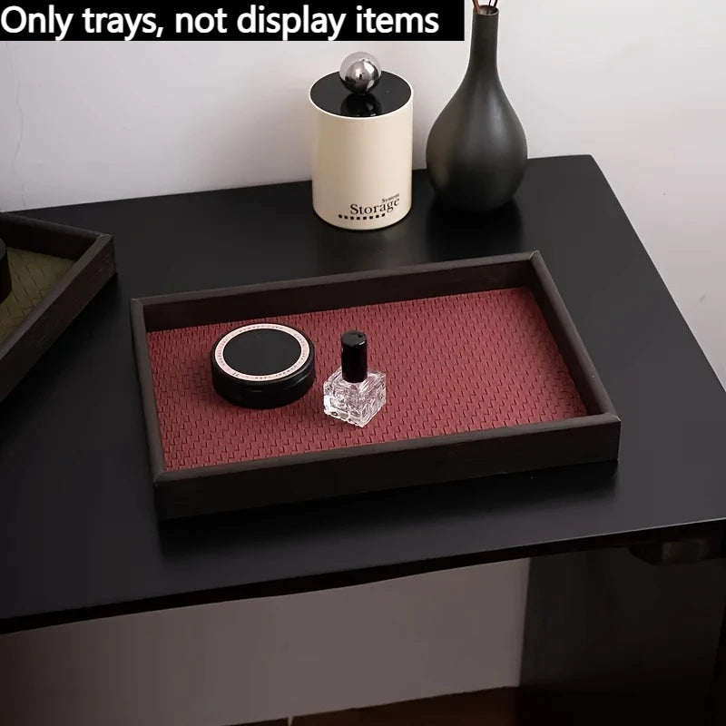 Woven Texture Faux Leather Storage Tray