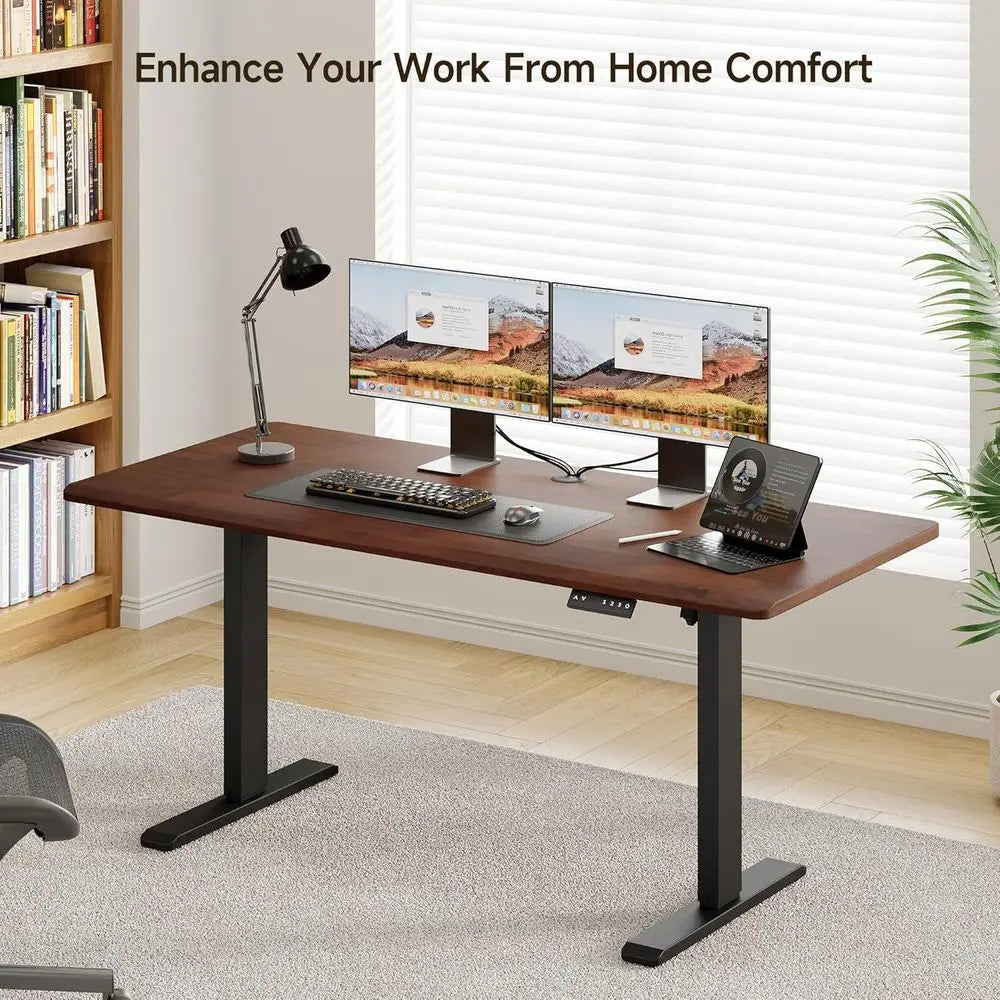 Solid Dark-Stained Wood Standing Desk
