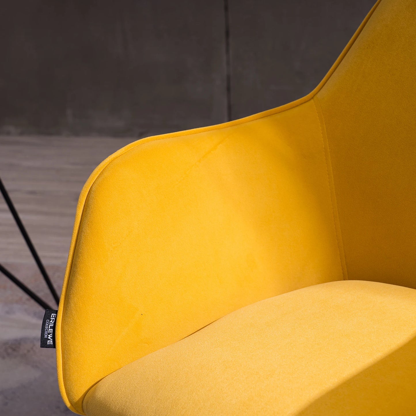 Yellow Velvet Swivel Office Chair