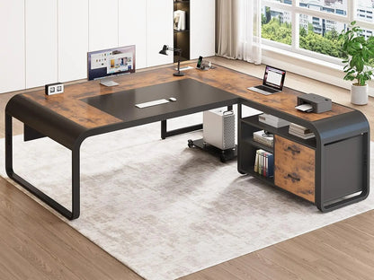 Nova L-Shaped Executive Desk with Storage & Charging Station