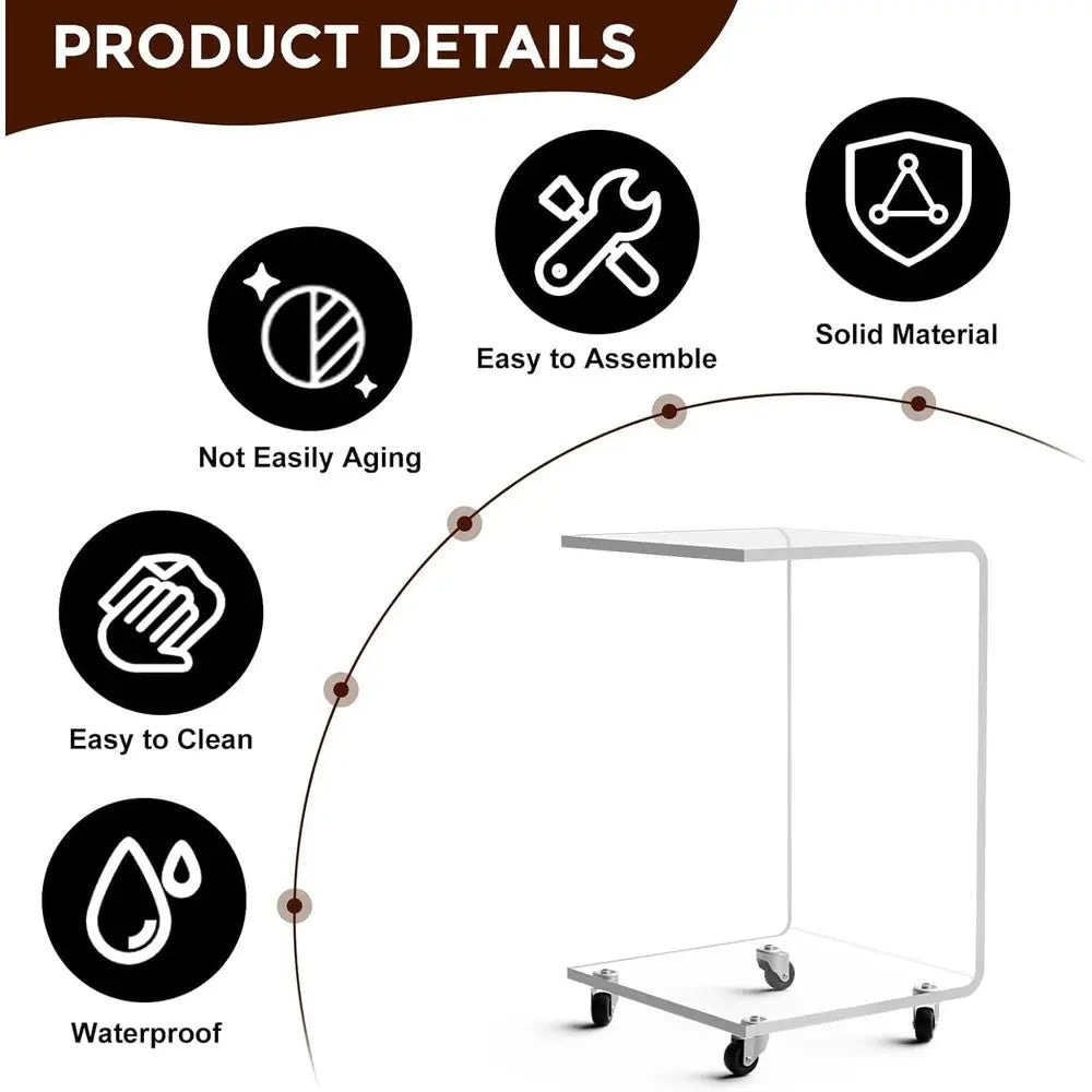 Acrylic Rolling Side Table