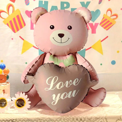 3D Heart Bear Foil Balloon - Party Decor
