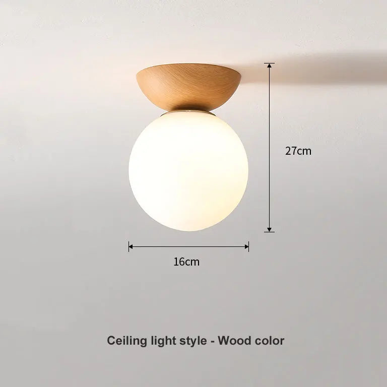 Nordic Wood-Finish Globe Pendant Light