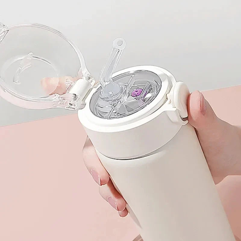 380ml Straw Vacuum Flask for Girls, Steel