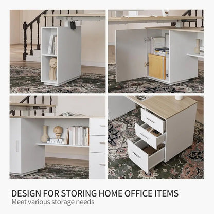 L-Shaped Standing Desk with Cabinet