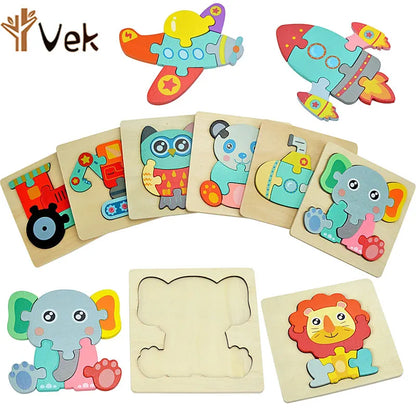 3D Wooden Animal & Vehicle Puzzle Set