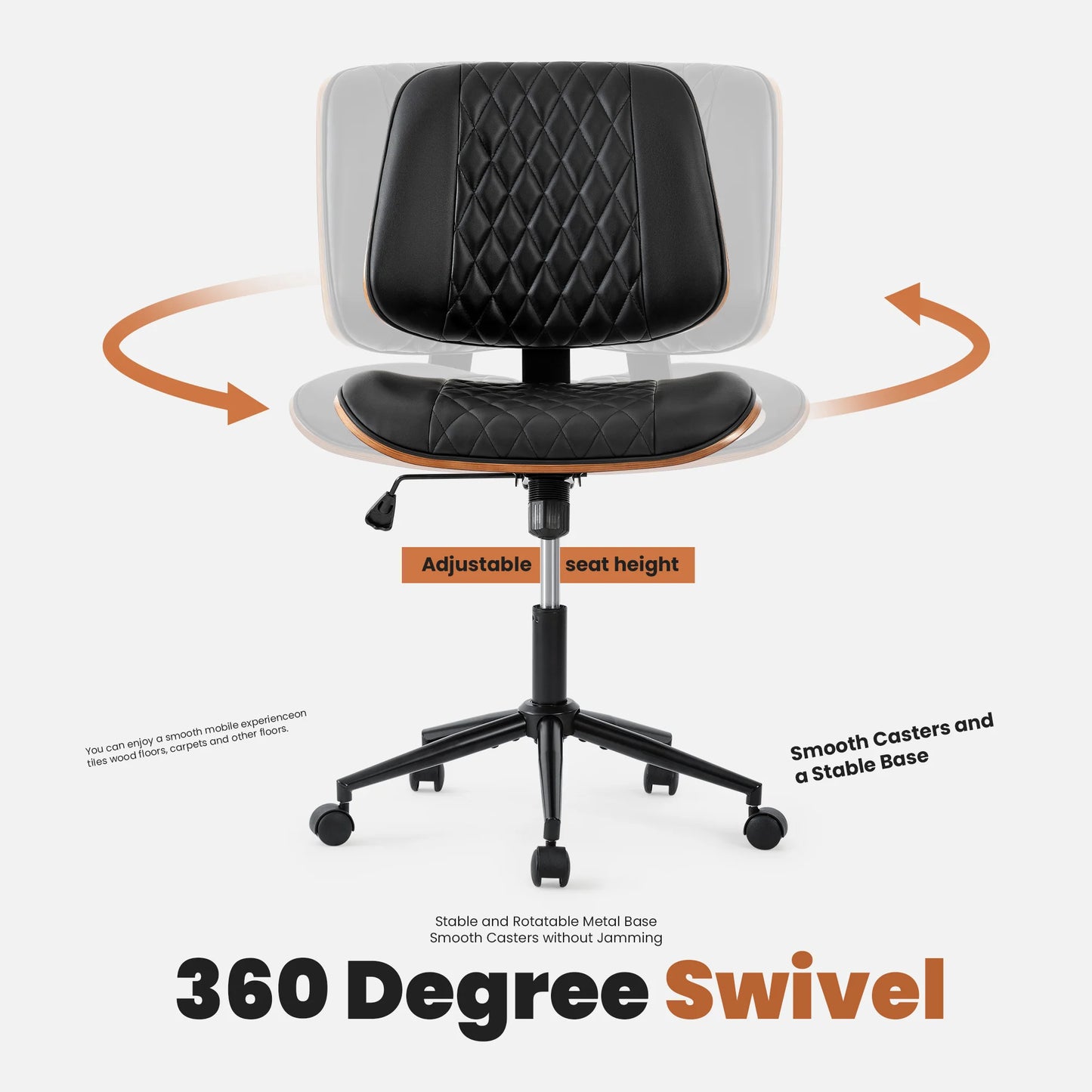 JHK Armless Ergonomic Office Chair