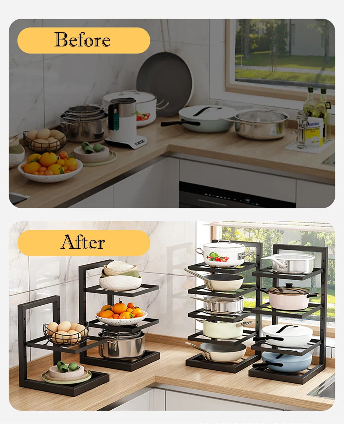 Adjustable Multi-Layer Steel Pot Rack