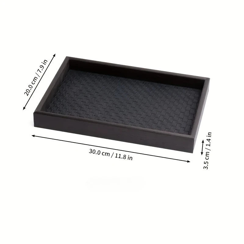 Woven Texture Faux Leather Storage Tray