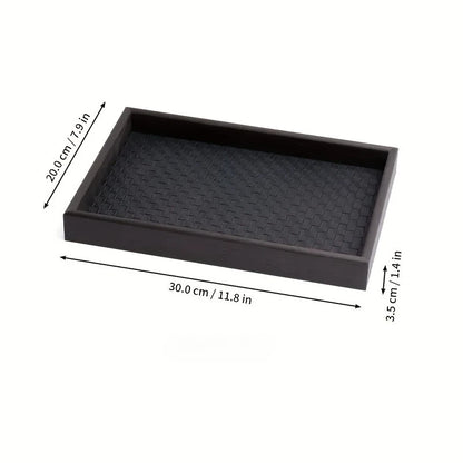 Woven Texture Faux Leather Storage Tray