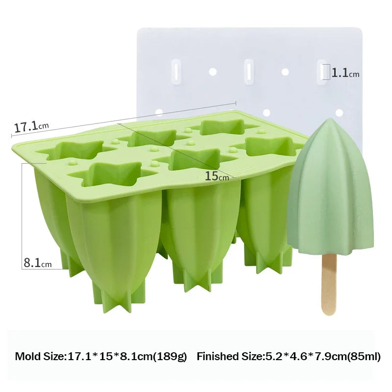 6-Cavity Silicone Popsicle Molds & Sticks